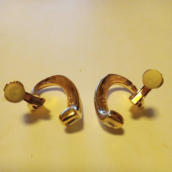 Swarovski Swan Crystal Clear Gold  Clip On Earrings Signed - Picture 3 of 5